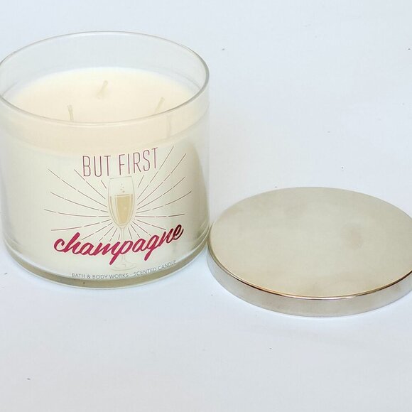 BATH AND BODY WORKS BUT FIRST CHAMPAGNE! Three Wick Candle Champagne Toast - Picture 8 of 8